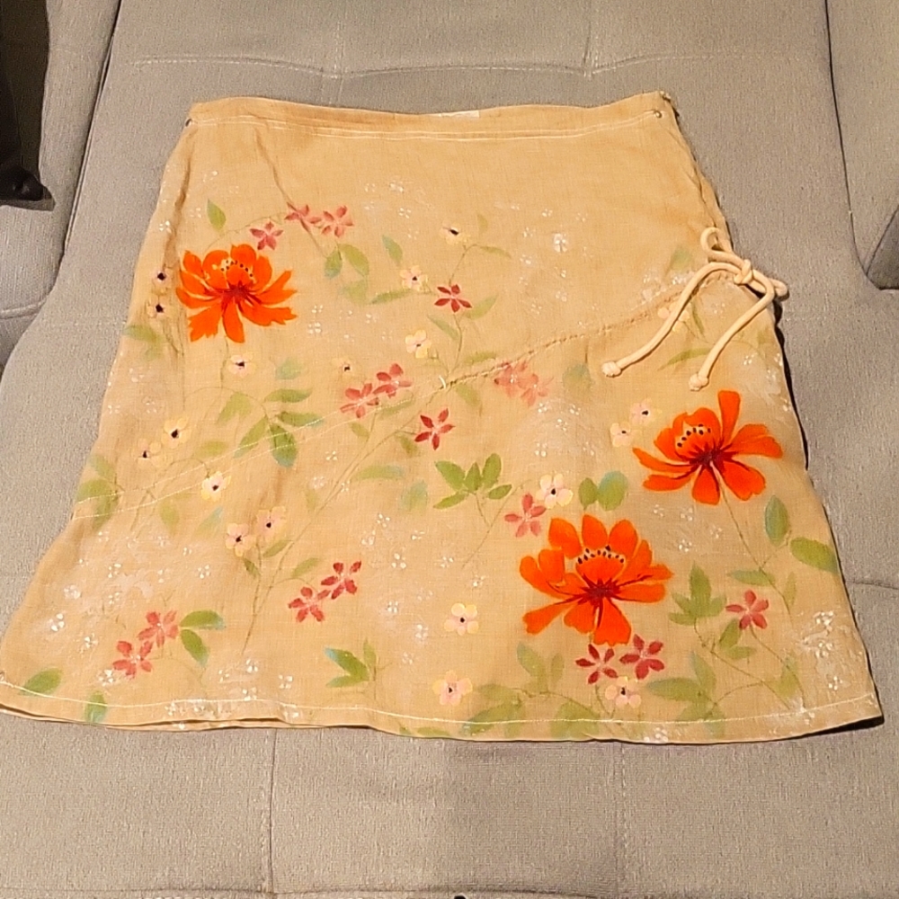 A-line linen bohemian skirt. Size 8.